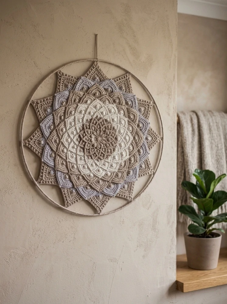 Háčkovaná Mandala - Lotosový květ 45 cm č.4