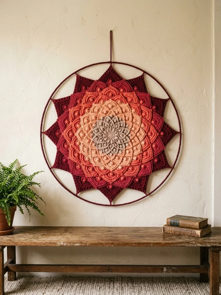Háčkovaná Mandala - Lotosový květ 45 cm č.2
