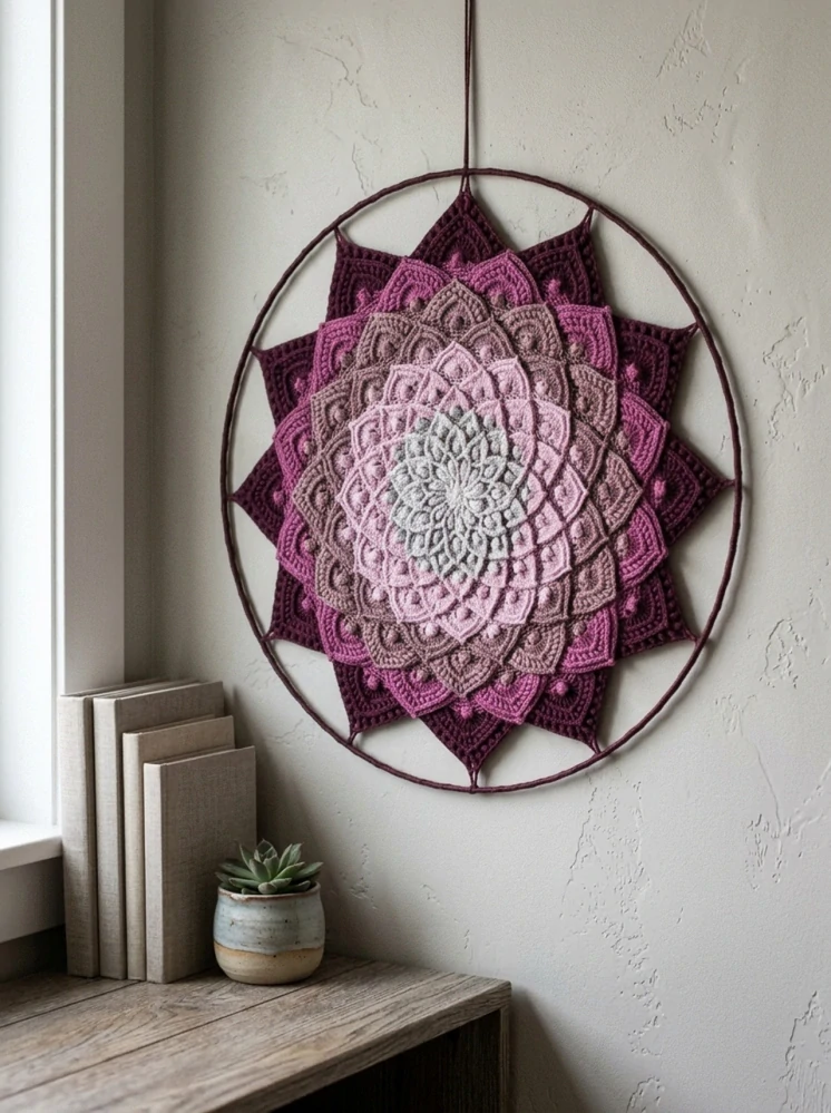Háčkovaná Mandala - Lotosový květ 45 cm č.1