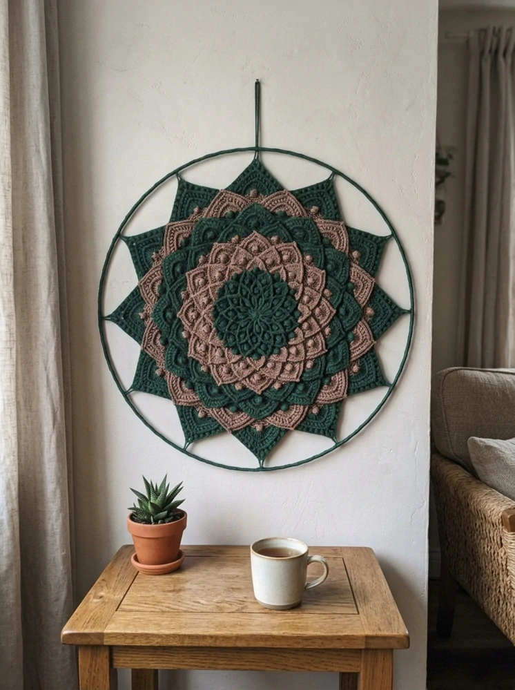 Háčkovaná Mandala - Lotosový květ 45 cm č.7