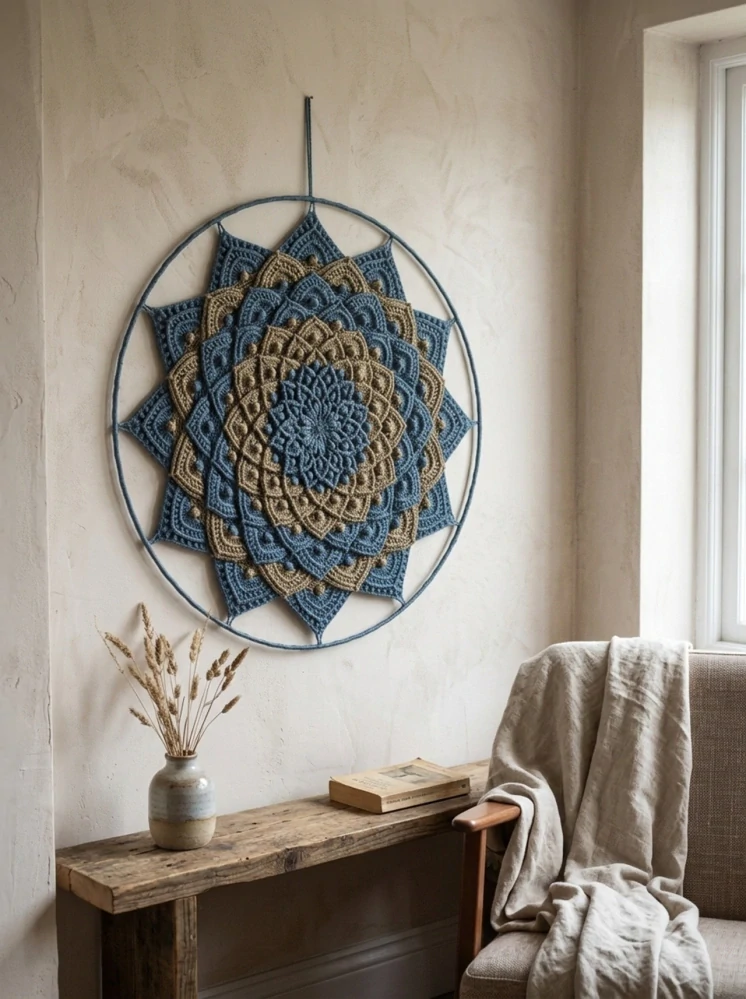 Háčkovaná Mandala - Lotosový květ 45 cm č.8