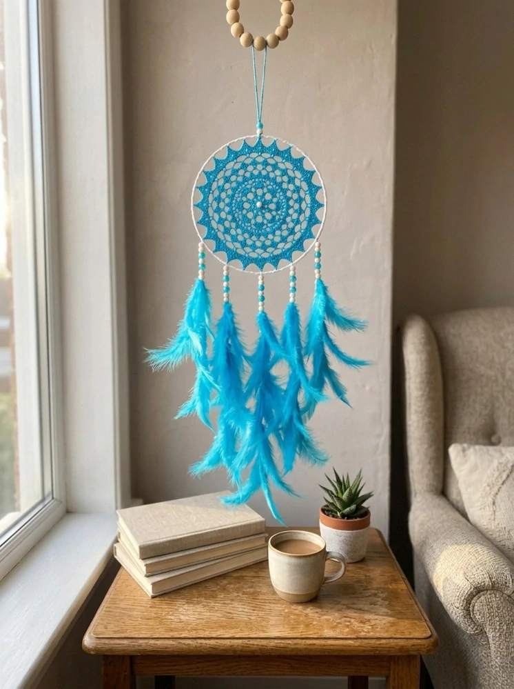 Lapač zlých snů tyrkysový 20 x 65 cm