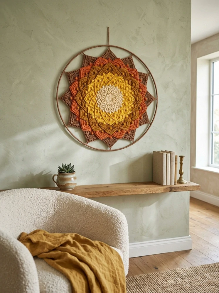 Háčkovaná Mandala - Lotosový květ 45 cm č.3