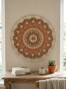Háčkovaná Mandala podzimní - průměr 50 cm