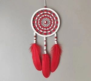 Lapač zlých snů - červený 15 x 40 cm č.2