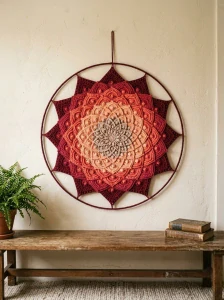 Háčkovaná Mandala - Lotosový květ 45 cm č.2