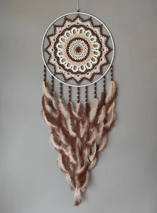 Lapač snů s mandalou 40 x 115 cm hnědý