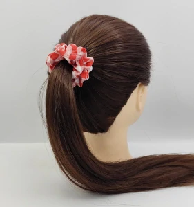 Bavlněná Scrunchie gumička červená kostka S