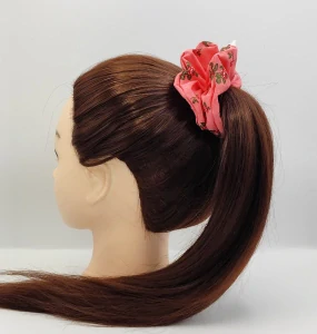 Bavlněná Scrunchie gumička korálová L - klasik