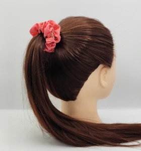 Bavlněná Scrunchie gumička korálová S