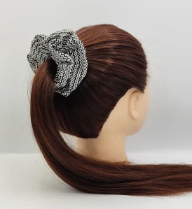 Bavlněná Scrunchie gumička černobílá L - klasik