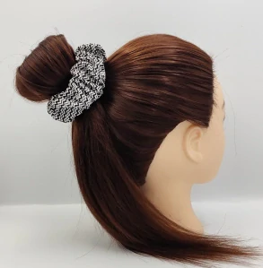 Bavlněná Scrunchie gumička černobílá L