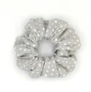 Bavlněná Scrunchie gumička bílé hvězdy XXL