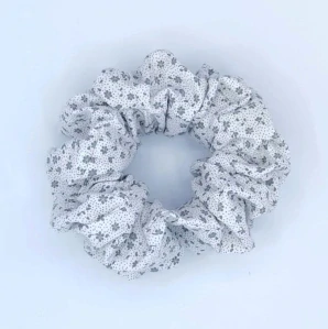 Bavlněná Scrunchie gumička kvítky XXL