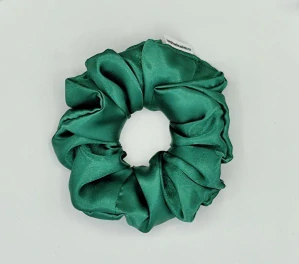 Saténová Scrunchie gumička zelená L - klasik