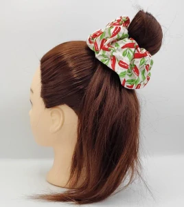 Bavlněná Scrunchie gumička chilli XXL