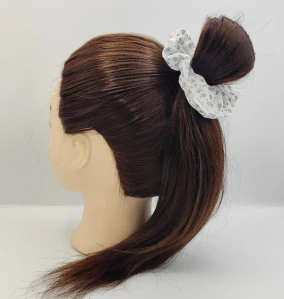Bavlněná Scrunchie gumička kvítky L - klasik