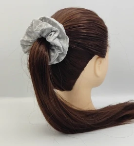 Bavlněná Scrunchie gumička bílé hvězdy L - klasik
