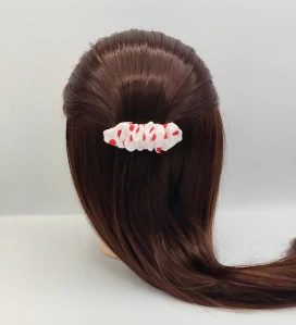Spona do vlasů scrunchie červený puntík 8 cm