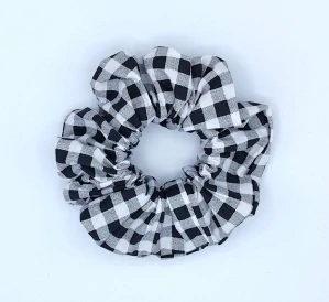 Bavlněná Scrunchie gumička černá kostka XXL II.