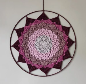 Háčkovaná Mandala - Lotosový květ 45 cm č.1