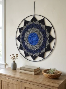Háčkovaná Mandala - Lotosový květ 45 cm č.6
