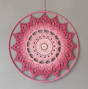Mandala Růžová hvězda - průměr 45 cm