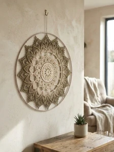 Mandala Khaki hvězda - průměr 45 cm