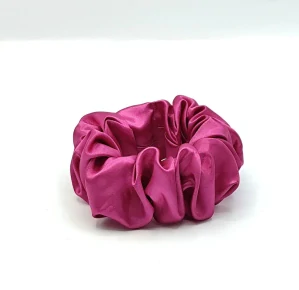 Saténová Scrunchie gumička fuchsiová L 