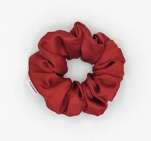 Saténová Scrunchie gumička červená tmavá L - klasik