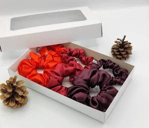 Dárková sada gumiček ve vínové - 6 scrunchies