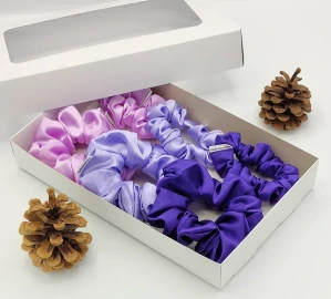 Dárková sada gumiček ve fialové II. - 6 scrunchies