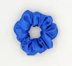Saténová Scrunchie gumička kobaltově modrá L - klasik