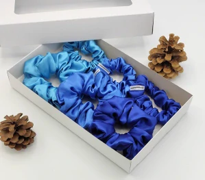 Dárková sada gumiček v modré II. - 6 scrunchies