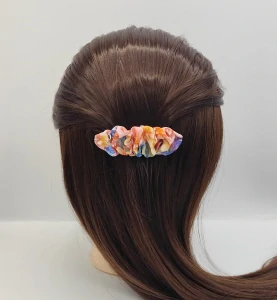 Spona do vlasů scrunchie barevné květy 8 cm