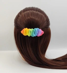 Spona do vlasů scrunchie Duhová