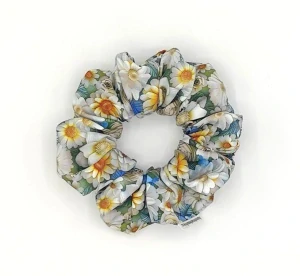 Scrunchie gumička Jarní květy VIII. L - klasik