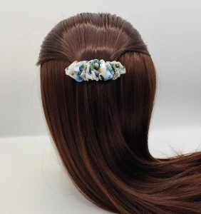 Spona do vlasů scrunchie bílé květy 8 cm