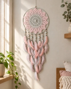 Lapač snů - Stínový strážce růžově šedý 30 x 90 cm