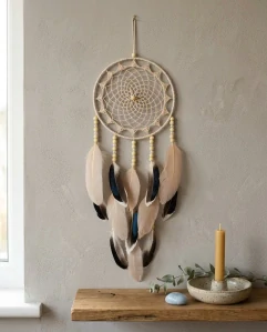 Lapač zlých snů béžový 18 x 55 cm č. 3