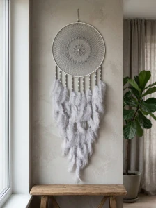 Lapač zlých snů Světle šedý 35 x 110 cm