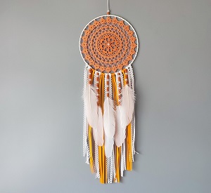 Lapač zlých snů - Oranžová holubice 20 x 60 cm