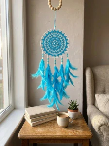 Lapač zlých snů tyrkysový 20 x 65 cm