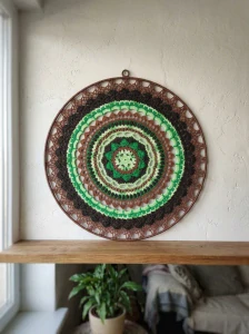 Háčkovaná Mandala - Hnědá 50 cm