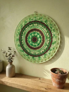 Háčkovaná Mandala - Zelená 50 cm