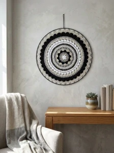Háčkovaná Mandala - Černá 50 cm