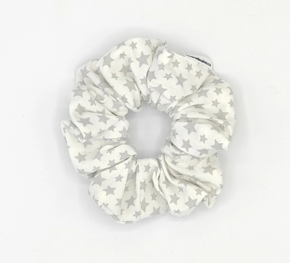 Bavlněná Scrunchie gumička šedé hvězdy L - klasik