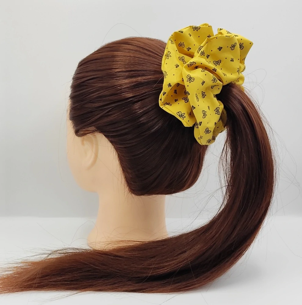 Bavlněná Scrunchie gumička žlutá XXL