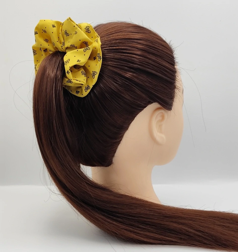 Bavlněná Scrunchie gumička žlutá L - klasik