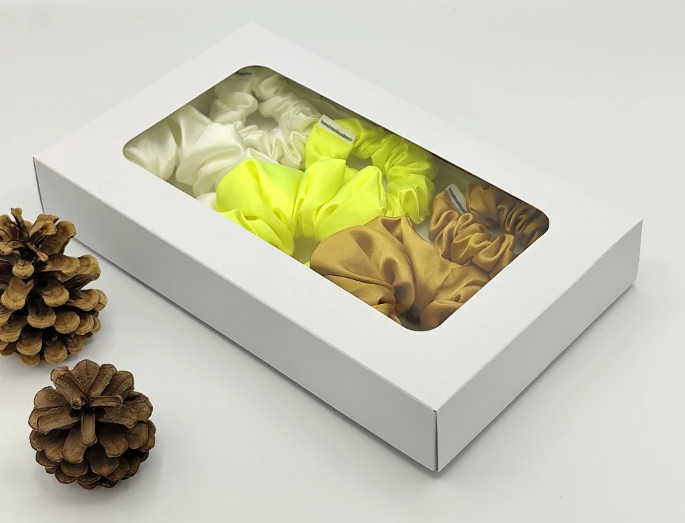 Dárková sada gumiček ve žluté - 6 scrunchies
